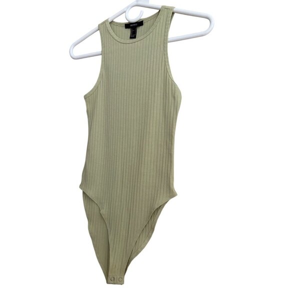 Forever 21 Sleeveless Ribbed Racerback Bodysuit in Green Size Small - Picture 2 of 9